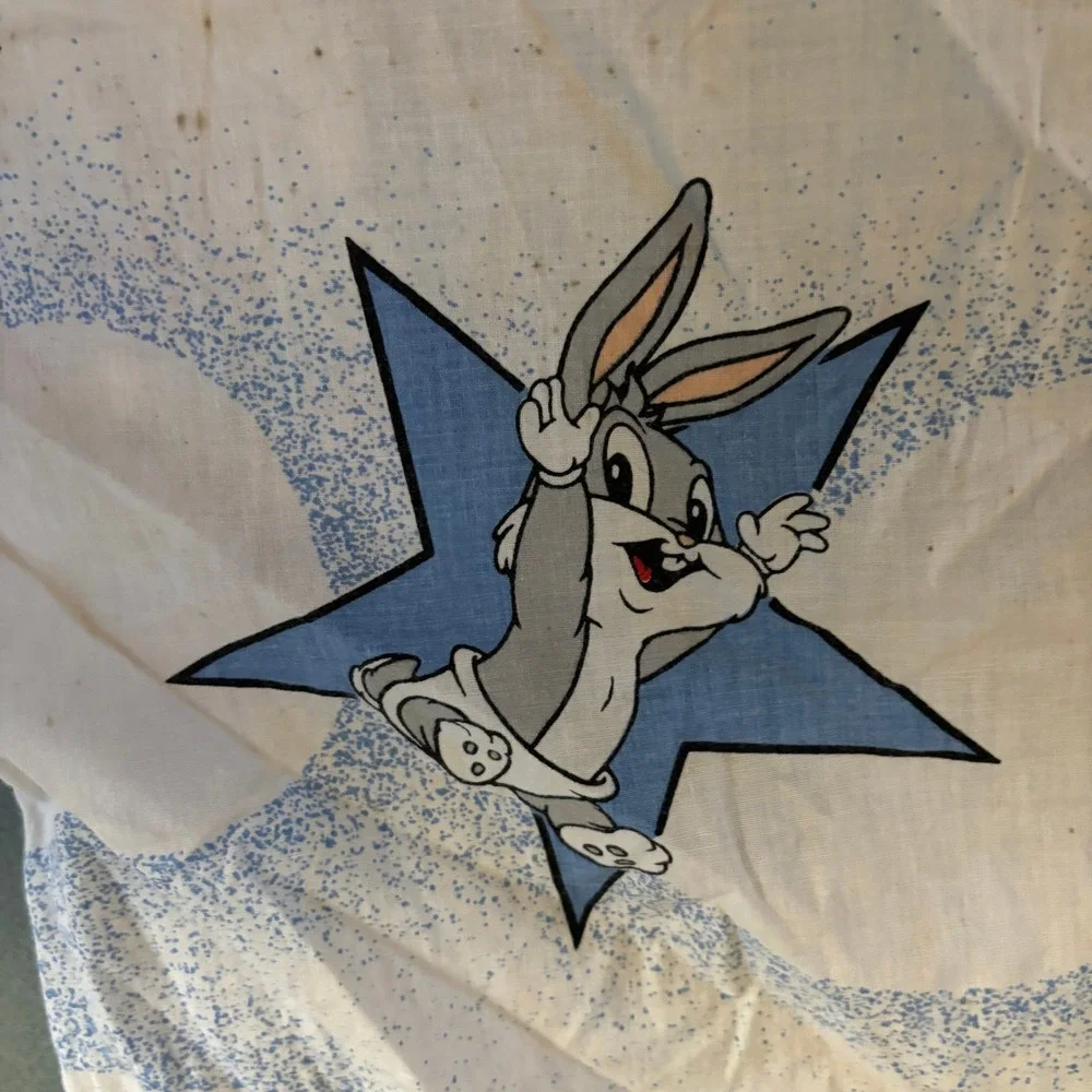 Vintage 1993 Baby Looney Tunes Gerber Fitted Crib Sheet Cotton Warner Bros Stars